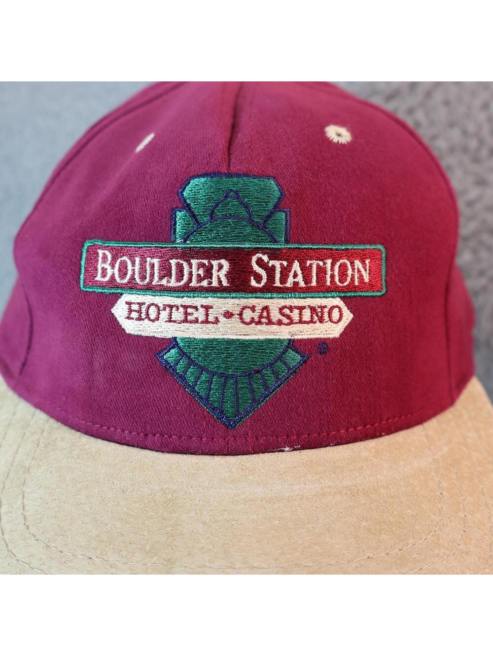 Boulder Station Hotel Casino Cap Hat Suede 80s